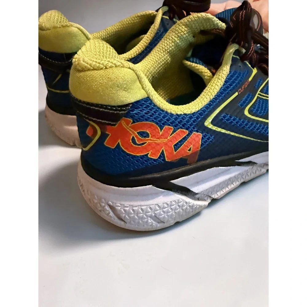 Hoka One One Clifton 3 Mens 10.5 Blue‎ Red Orange Running Shoes 1012046 BRON